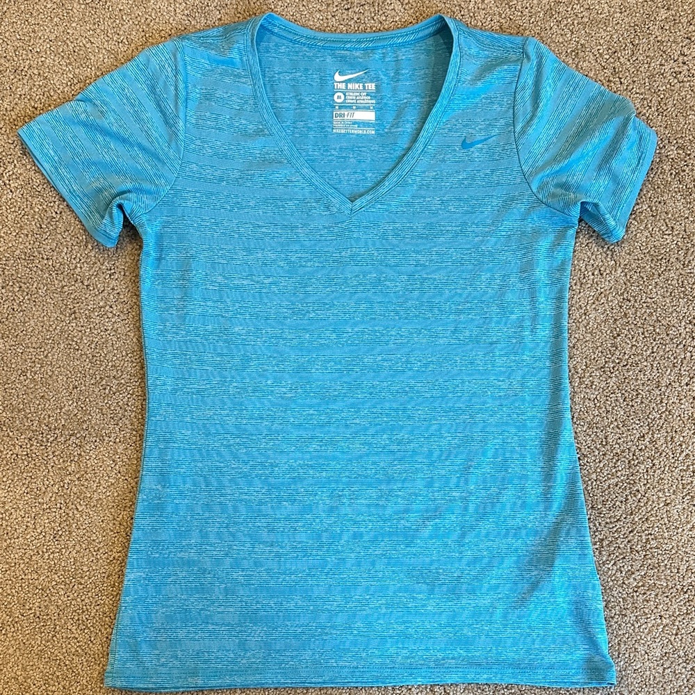 Nike Women's Dri-Fit Light Blue V-Neck Tee